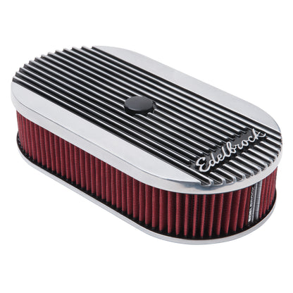 Edelbrock Elite 2 Series Polished Oval Air Cleaner For Single 4-BBL Carb - 2.5" Element - 4273 Edelbrock