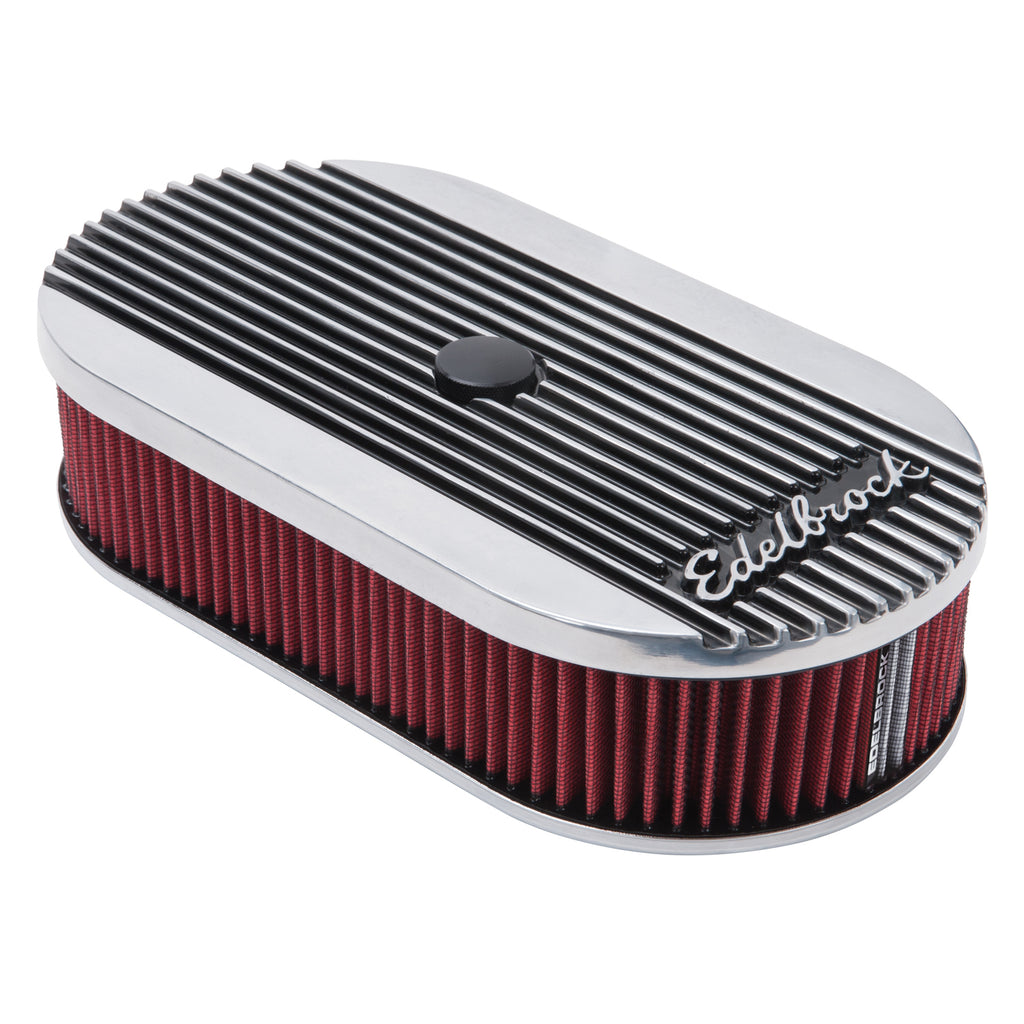 Edelbrock Elite 2 Series Polished Oval Air Cleaner For Single 4-BBL Carb - 2.5" Element - 4273