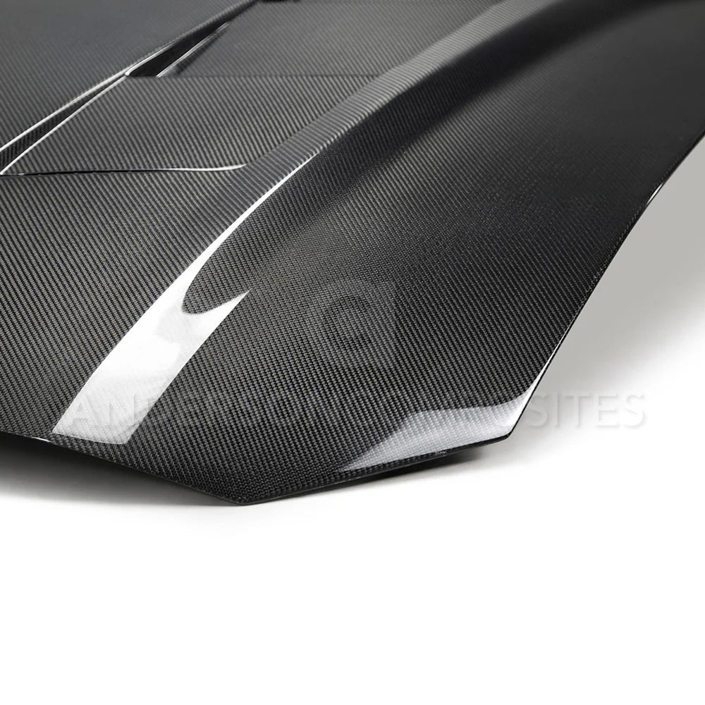 Anderson Composites 18-23 Ford Mustang SA Double-Sided Carbon Fiber Heat Extractor Hood - AC-HD18FDMU-SA-DS