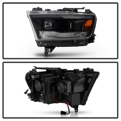 Spyder Dodge Ram 19-20 Halogen Model Projector Headlights Chrome PRO-YD-DR19HALSI-SEQ-BK SPYDER