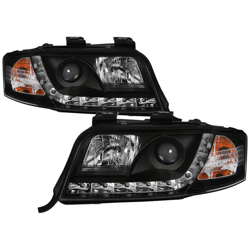 Spyder Audi A6 02-04 Projector Headlights Halogen Model Only - DRL Black PRO-YD-ADA601-DRL-BK SPYDER