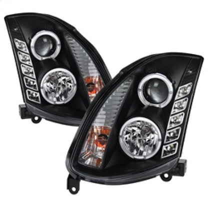 Spyder Infiniti G35 03-07 2DR Projector Halogen - LED Halo DRL Blk High H4 PRO-YD-IG35032D-DRL-BK SPYDER