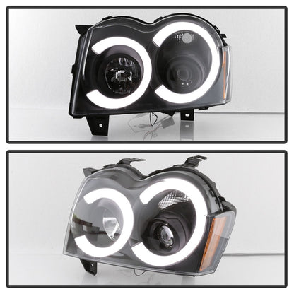 Spyder 05-07 Jeep Grand Cherokee - Light Bar Projector Headlights - Black - PRO-YD-JGC05V2-LB-BK SPYDER