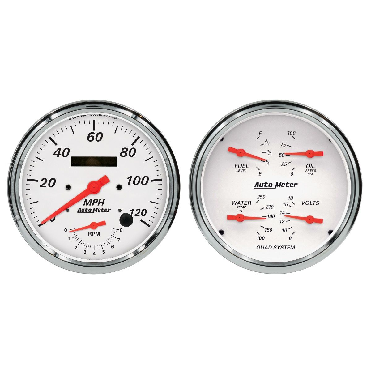Autometer Arctic White Quad & Tach/Speedo 5in. - 2 pc. 1352
