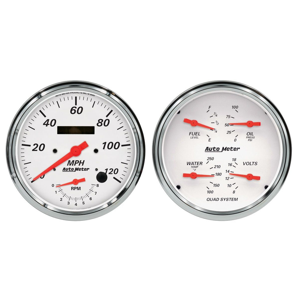 Autometer Arctic White Quad & Tach/Speedo 5in. - 2 pc.