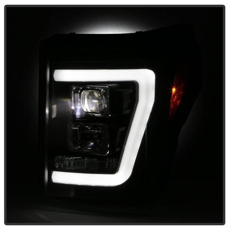 Spyder Ford F250/350/450 11-16 V2 High-Power LED Headlights-White Light Bar-Black PRO-YD-FS11V2PL-BK SPYDER