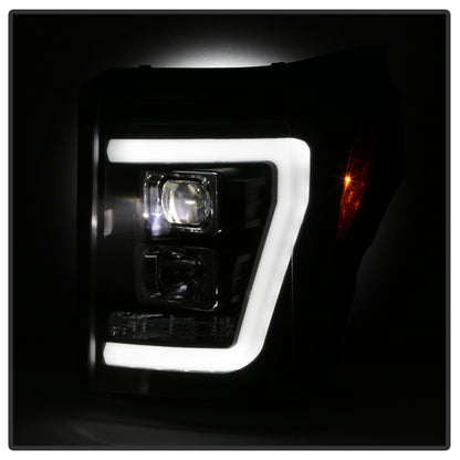 Spyder Ford F250/350/450 11-16 V2 High-Power LED Headlights-White Light Bar-Black PRO-YD-FS11V2PL-BK SPYDER