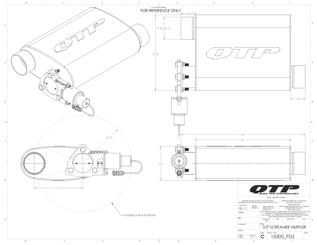 QTP 3.00 Inch Screamer Twintronic Muffler (Universal) - 13300C