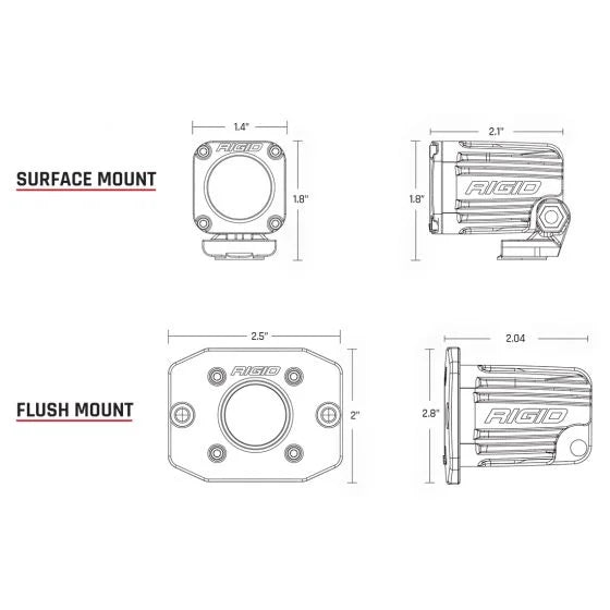 Rigid Industries Spot Light Surface Mount Black Ignite - 20511 Rigid Industries