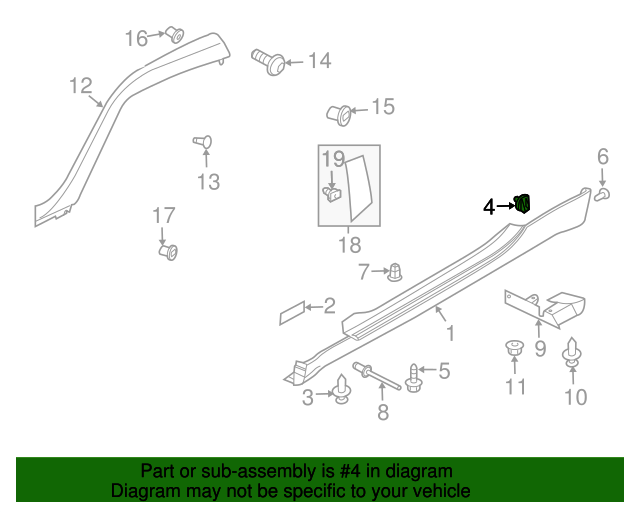 OEM Nissan Rocker Panel Molding Clip - 76882-EG01A