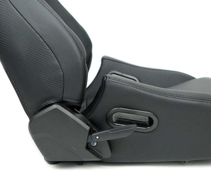 NRG Omega Reclinable Racing Seat (Pair) Black with Black Carbon Vinyl Back - RSC-750BK/BK L/R