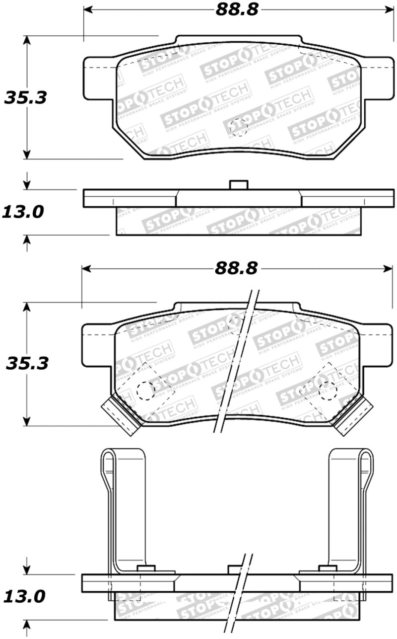 StopTech Sport Brake Pads w/Shims & Hardware - Rear Stoptech