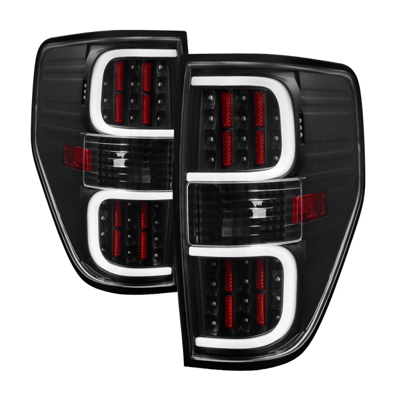 xTune Ford F150 09-14 LED Tail Lights - Black ALT-ON-FF15009-LBLED-BK SPYDER