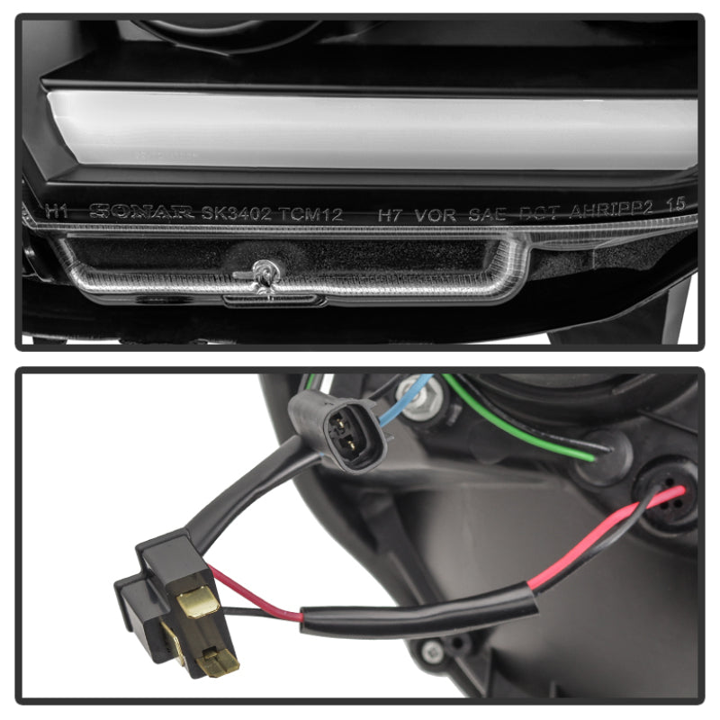 Spyder Toyota Tacoma 12-15 Projector Headlights Light Bar DRL Black PRO-YD-TT12-LBDRL-BK SPYDER