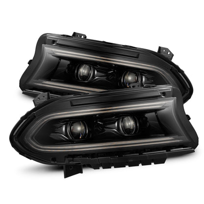 AlphaRex 880579 15-23 Dodge Charger LUXX LED Proj Headlights Alpha-Black w/Actv Light & Seq.Sig / SB DRL