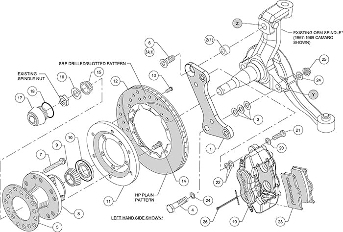 Wilwood - FDL Pro-Series Front Hub Brake Kit - GM F-Body 1967-1969 / GM A-Body 1964-1974 - 140-10996-D