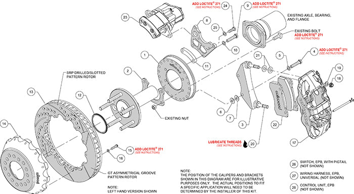 Wilwood 140-15846-DR AERO4 Rear Big Brake Electronic Parking Brake Kit