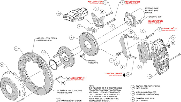 Wilwood 140-16167 AERO4 Rear Big Brake Electronic Parking Brake Kit