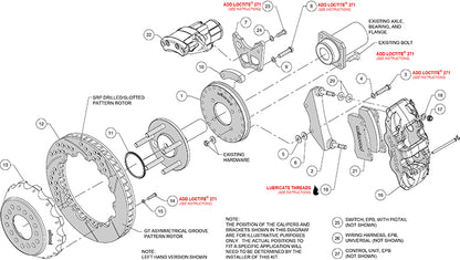 Wilwood 140-16167 AERO4 Rear Big Brake Electronic Parking Brake Kit
