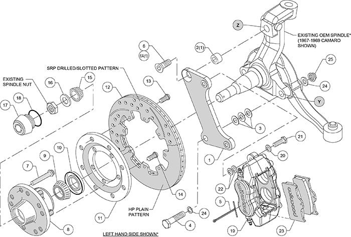Wilwood Forged Dynalite Big Brake Front Hub Kit – GM / Ford / Muscle Car Applications - 140-7675-DR