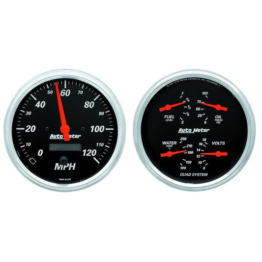 Autometer Designer Black Quad & Tach/Speedo 5in. - 2 Pc. 1452