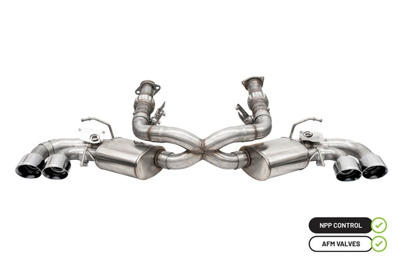 Corsa 2020 Corvette C8 3in Valved Cat-Back 4.5in Pol Quad Tips - Fits Factory Perf Exhaust w/ AFM CORSA Performance