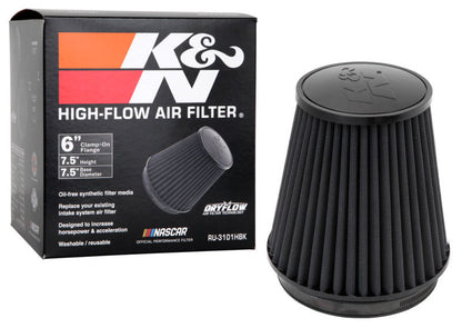 K&N Universal Rubber Filter Round Tapered 6in Flange ID x 7.5in Base OD x 5.25in Top OD x 8in Height K&N Engineering