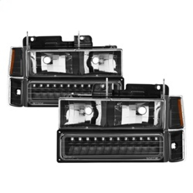 Xtune 92-94 Blazer Full Size Corner/LED Bumper Headlights Black HD-JH-CCK88-LED-AM-BK-SET SPYDER