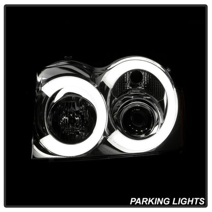 Spyder 05-07 Jeep Grand Cherokee - Light Bar Projector Headlights - Chrome - PRO-YD-JGC05V2-LB-C SPYDER