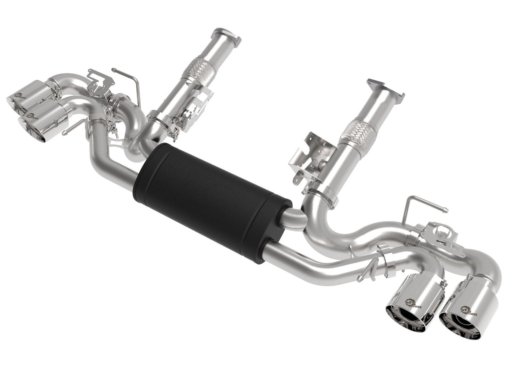 AFE 20-23 C8 Corvette MACH Force-Xp 304 Stainless Steel Cat-Back Exhaust w/ Muffler Polished (w/ NPP) - 49-34124-P