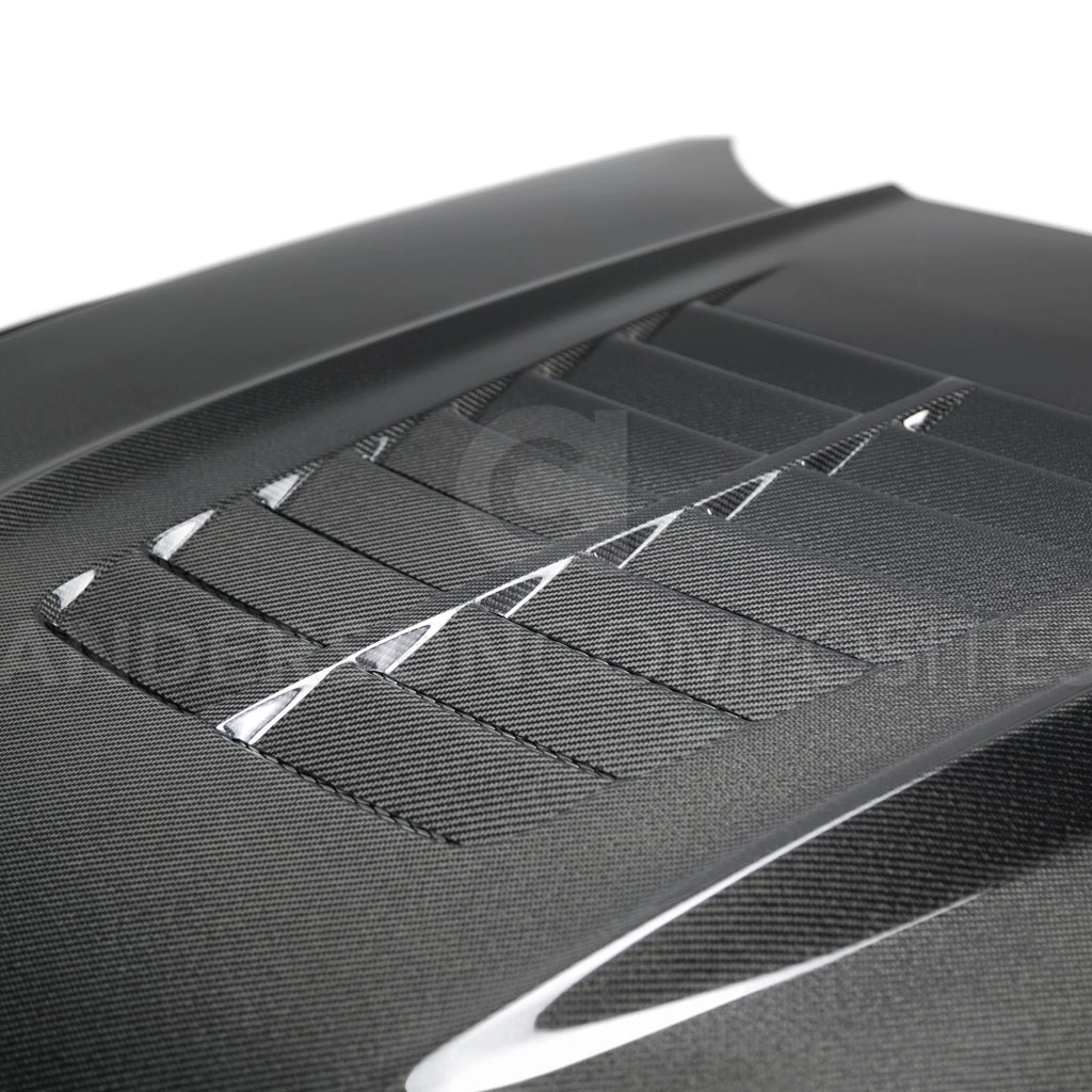 Anderson Composites 2015 - 2017 Ford Mustang Double-sided Type-GT5 Carbon Fiber Hood - AC-HD15FDMU-GT5-DS