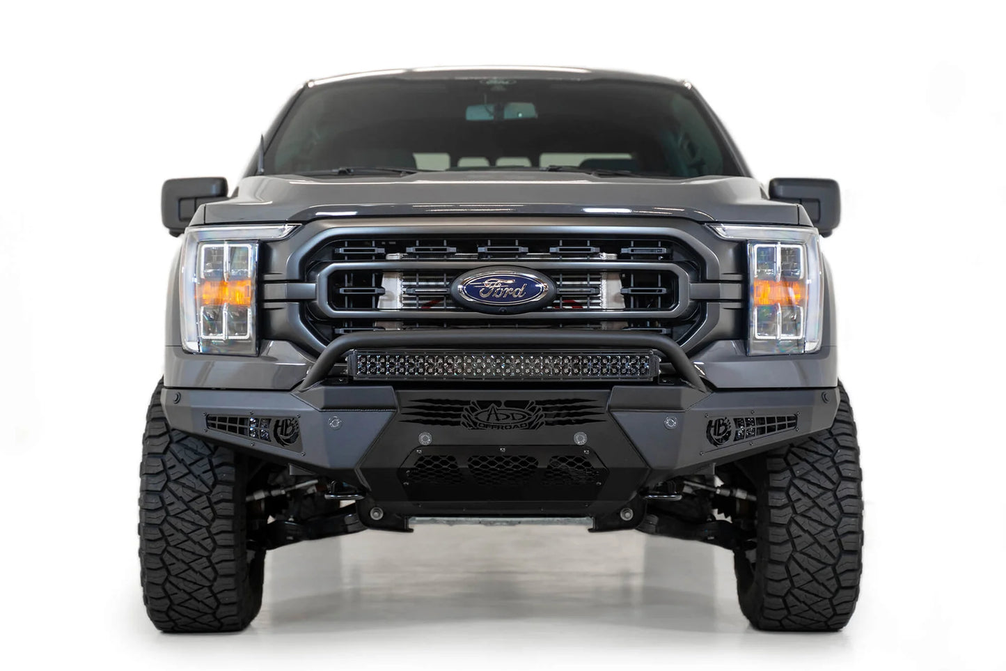 Addictive Desert Designs 2021-2023 Ford F-150 Honeybadger Front Bumper W/ Top Hoop - F197431040103 Addictive Desert Designs