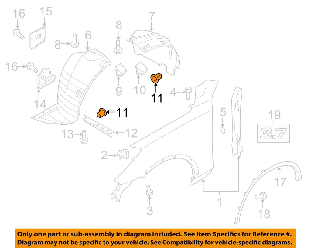 OEM Nissan Fender Wheel Well Grommet Screw - 76881-JG00A