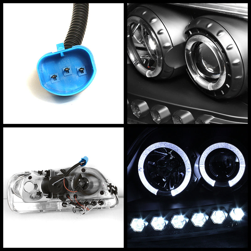 Spyder Ford F150 97-03 Projector - LED Halo Amber Reflctr LED Blk PRO-YD-FF15097-1P-AM-BK SPYDER