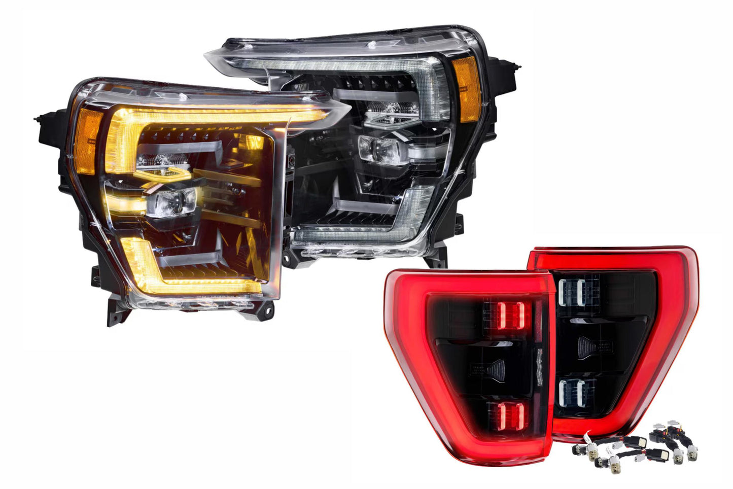 21-23 Ford F-150 Amber DRL Heads and Red Tails OEM LED Reflector