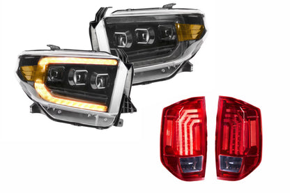 14-15 Silverado 1500 Heads Chrome Bezel and Red Tails OE LED Tails