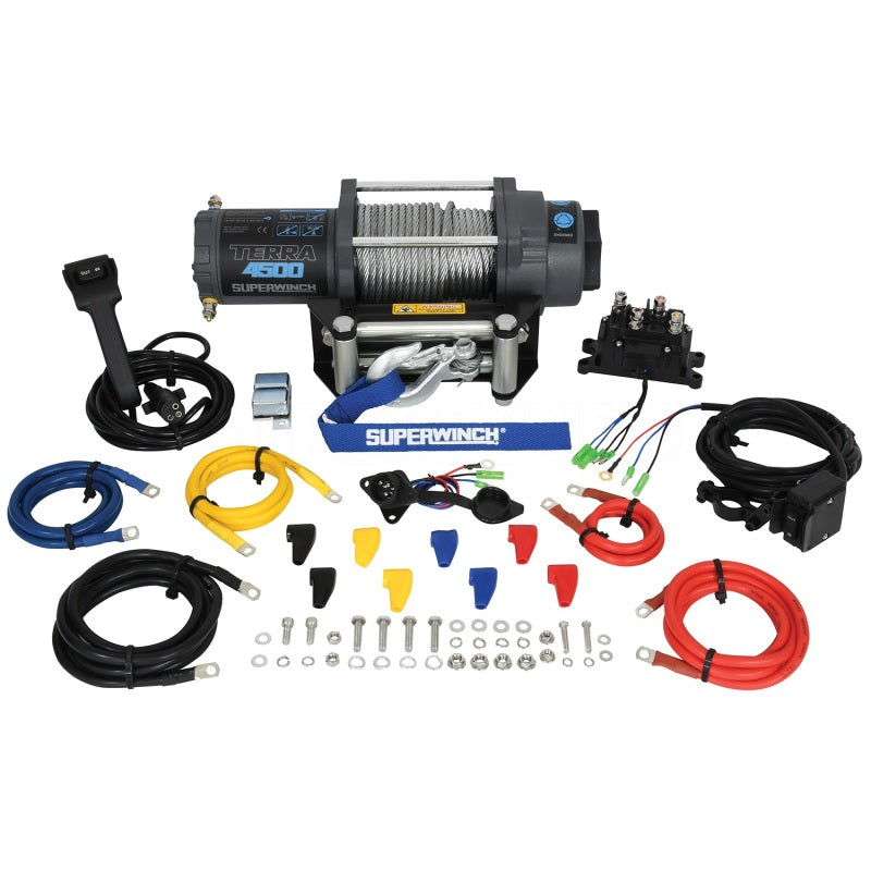 Superwinch 4500 LBS 12V DC 15/64in x 50ft Steel Rope Terra 4500 Winch - Gray Wrinkle Superwinch