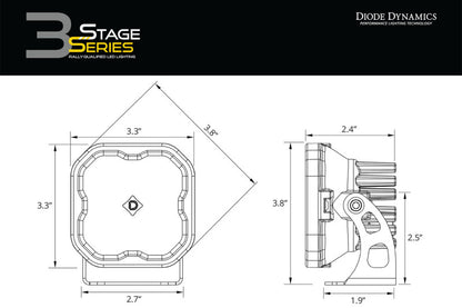 Diode Dynamics SS3 LED Bumper 2 In Roll Bar Kit Max - Yellow Combo (Pair) Diode Dynamics