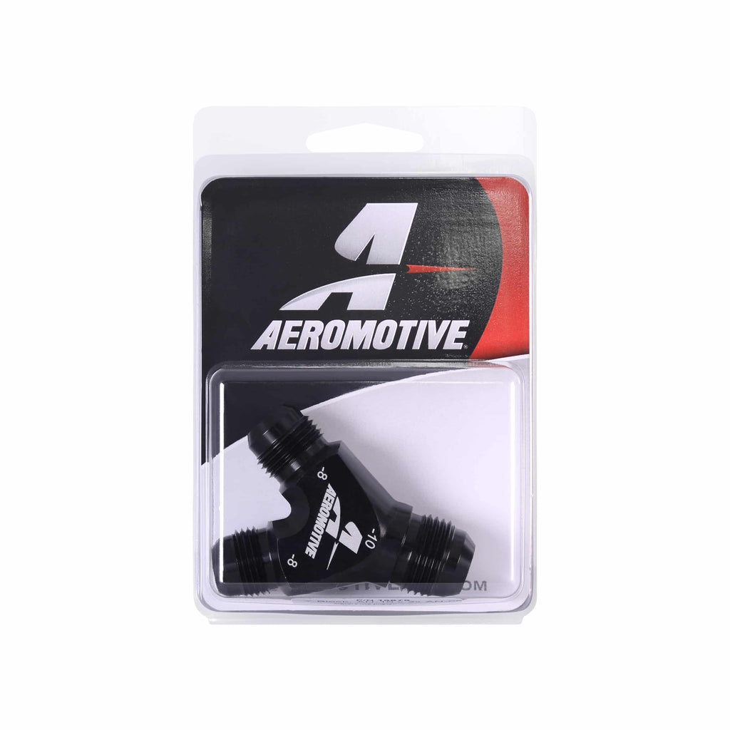 Aeromotive 15675 Y-Block Fitting, -10 AN to -8 AN x 2
