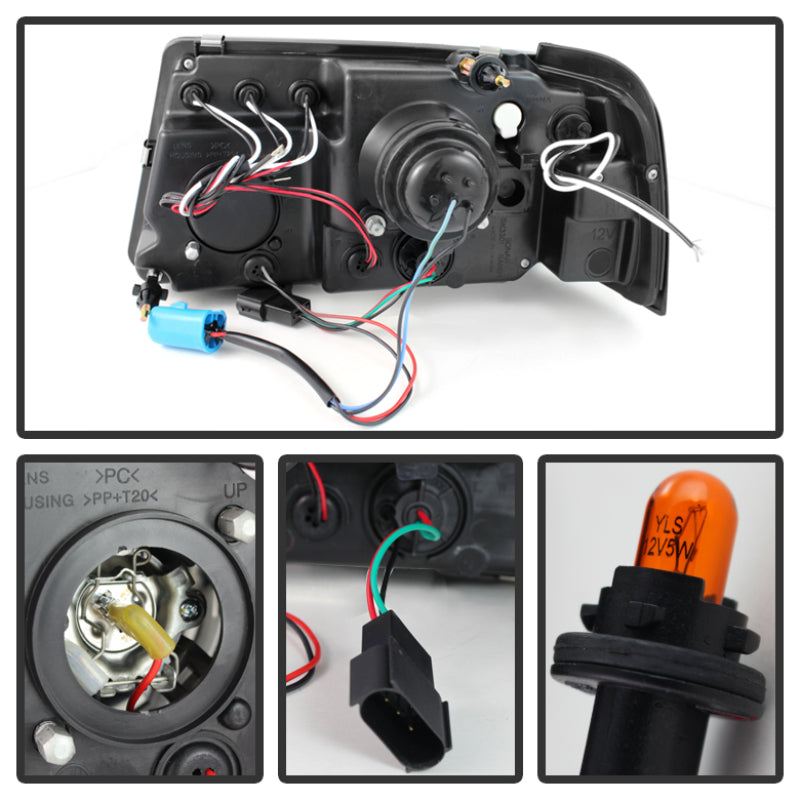 Spyder Ford Ranger 01-11 1PC Projector Headlights LED Halo LED Blk Smke PRO-YD-FR01-1PC-HL-BSM SPYDER