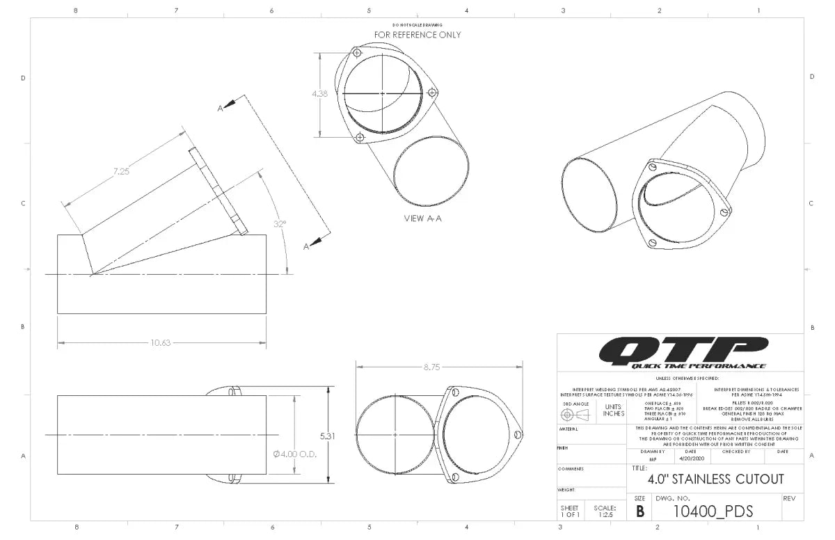 QTP 4.00 Inch Stainless Steel Exhaust Cutout (Universal) - 10400 QTP