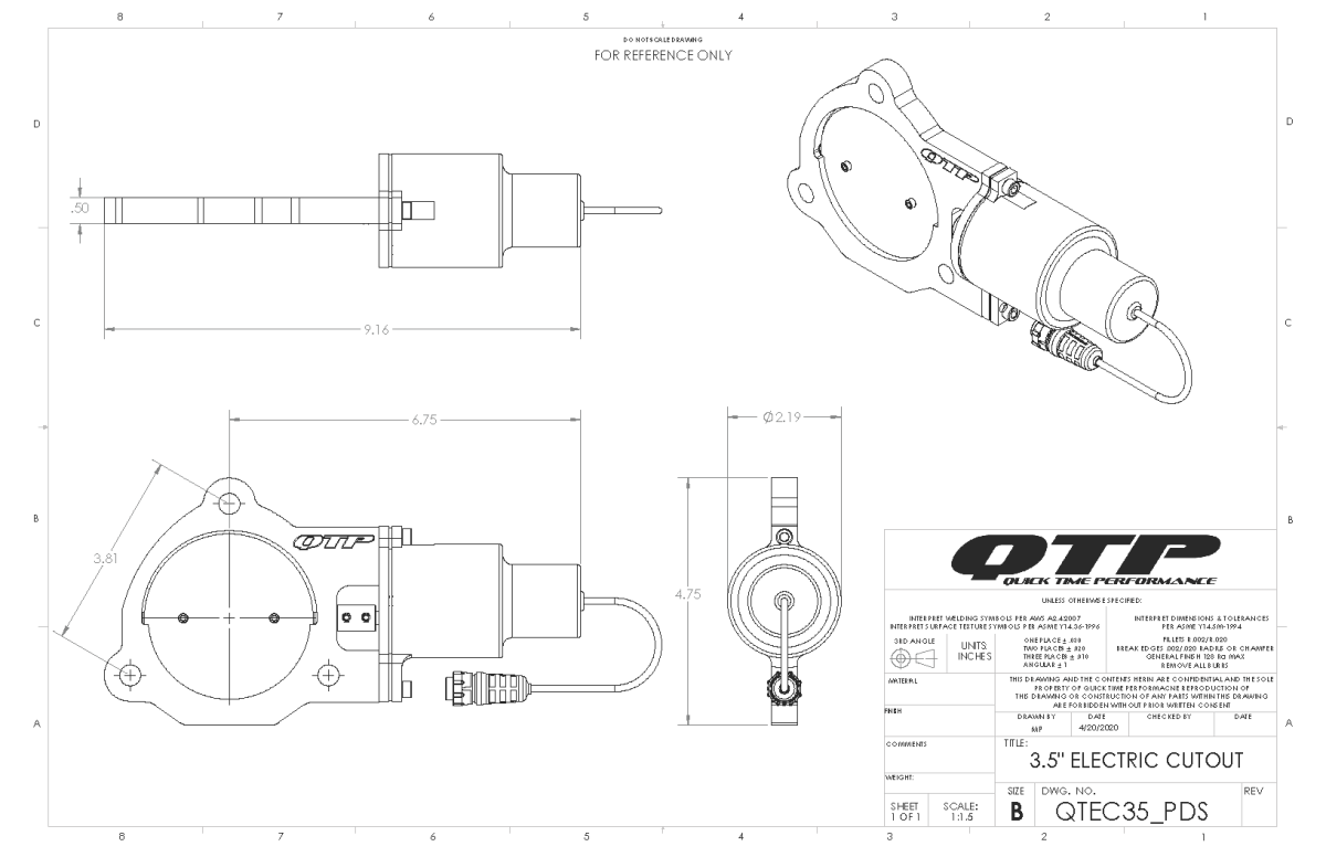 QTP 3.50 Inch Electric Exhaust Cutout Valve (Universal) - QTEC35 QTP