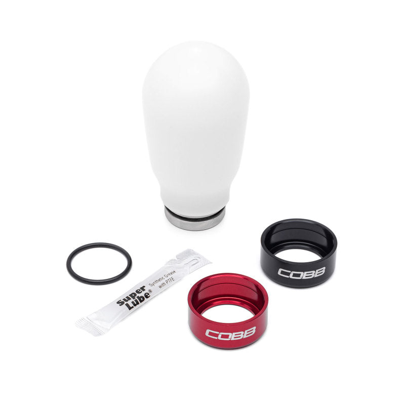 COBB Subaru 6-Speed Tall Weighted COBB Shift Knob - White (Incl. Both Red + Blk Collars) 213370-W