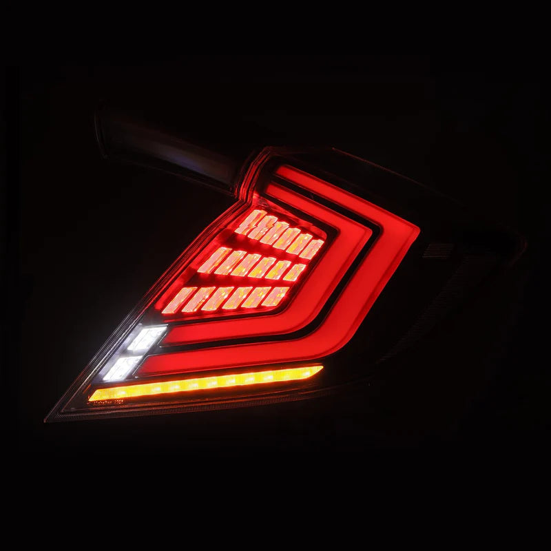 AlphaRex 676000 – NOVA-Series Prismatic LED Tail Lights for 2016–2021 Honda Civic Hatchback & Type-R (Alpha-Black)