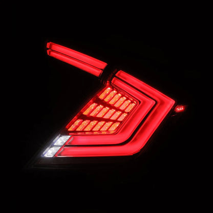 AlphaRex 676040 – NOVA-Series Prismatic LED Tail Lights for 2016–2021 Honda Civic Hatchback & Type-R (Clear Smoked Lens)