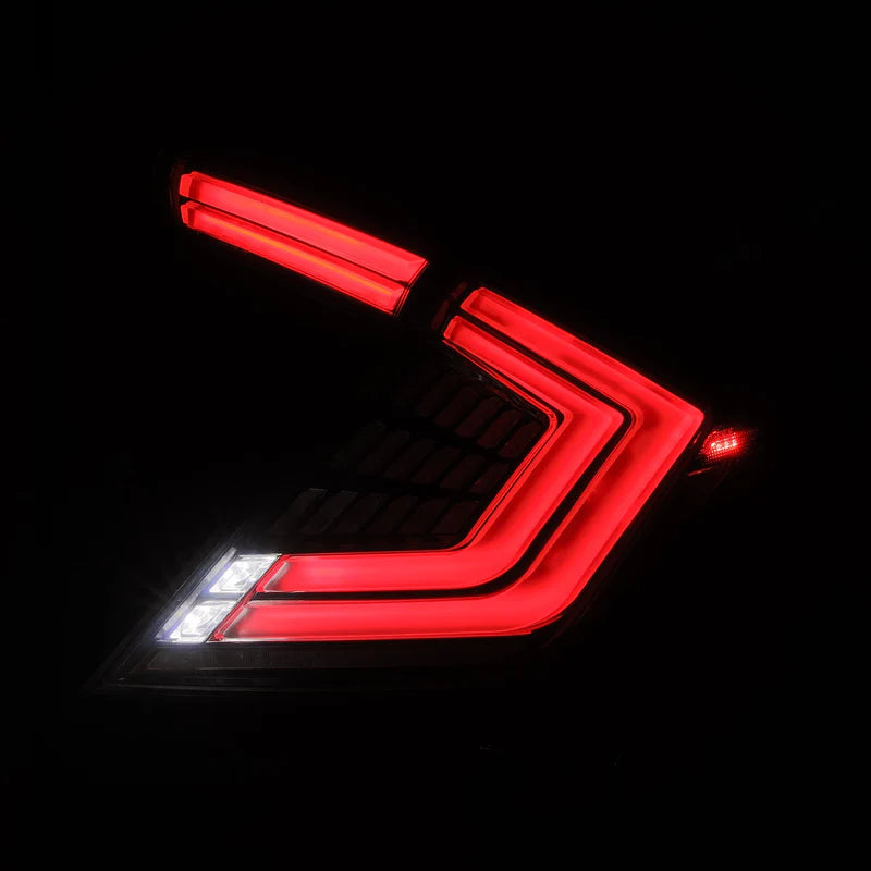 AlphaRex 676040 – NOVA-Series Prismatic LED Tail Lights for 2016–2021 Honda Civic Hatchback & Type-R (Clear Smoked Lens)