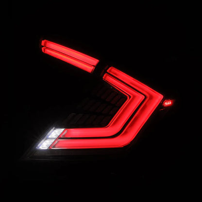 AlphaRex 676040 – NOVA-Series Prismatic LED Tail Lights for 2016–2021 Honda Civic Hatchback & Type-R (Clear Smoked Lens)