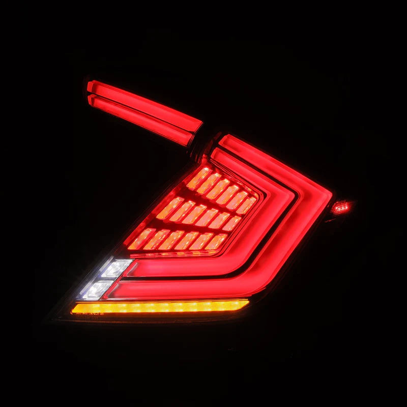 AlphaRex 676040 – NOVA-Series Prismatic LED Tail Lights for 2016–2021 Honda Civic Hatchback & Type-R (Clear Smoked Lens)