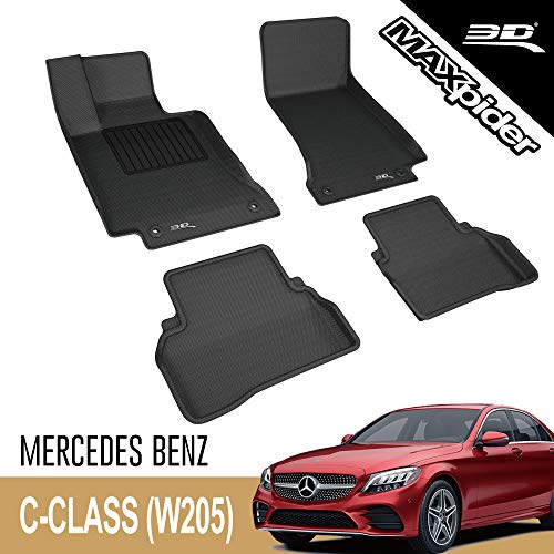 3D MAXpider L1MB10201509 2015-2020 Mercedes Benz C-Class (W205) Sedan Kagu 1st & 2nd Row Floormats - Black