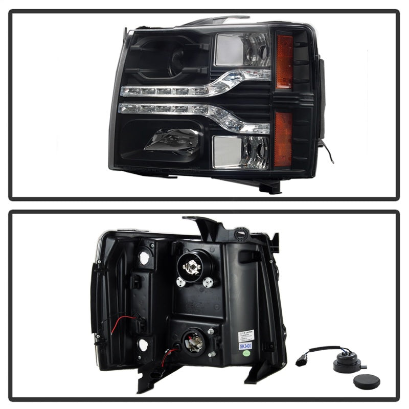 Spyder Chevy Silverado 1500 07-13 V2 Projector Headlights - LED DRL - Black PRO-YD-CS07V2-DRL-BK SPYDER